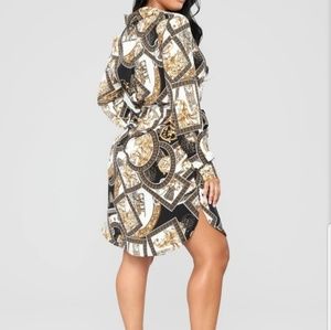 Beautiful Botton Down Shirt Belted Dress Small